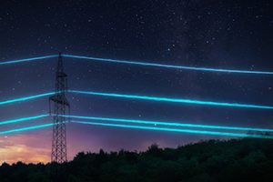 Electric transmission tower with glowing wires against the starry sky background_AdobeStock_567368675.jpeg